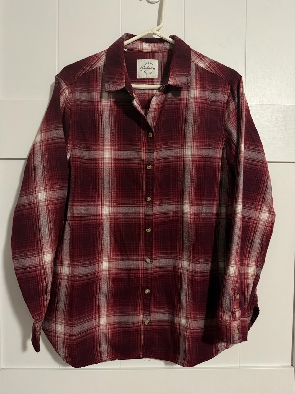 Button-Down Unisex Burgundy Plaid Shirt - Rails